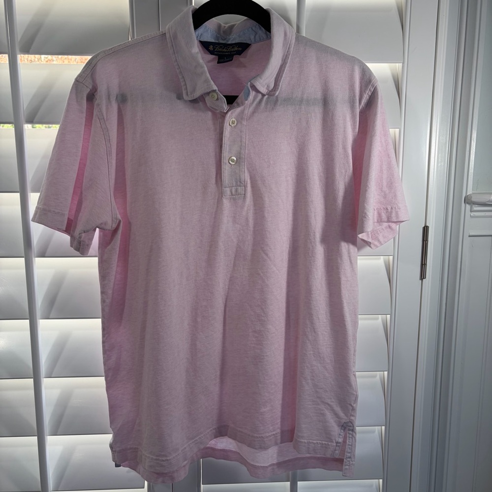 Brooks Brothers Light Pink 100% Cotton Short Sleeve Polo Shirt (L)
